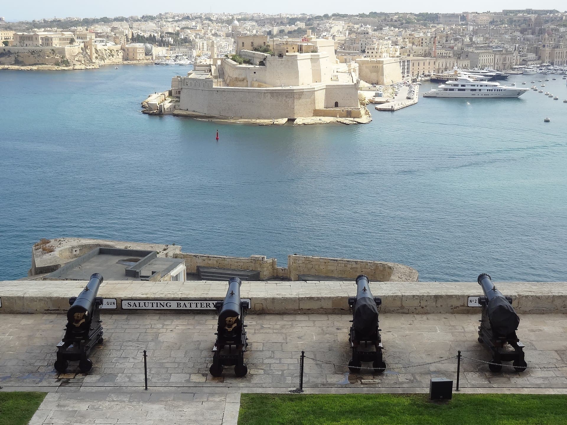 Fort St Angelo and Grand Harbour from Upper Barrakka Gardens, Valletta